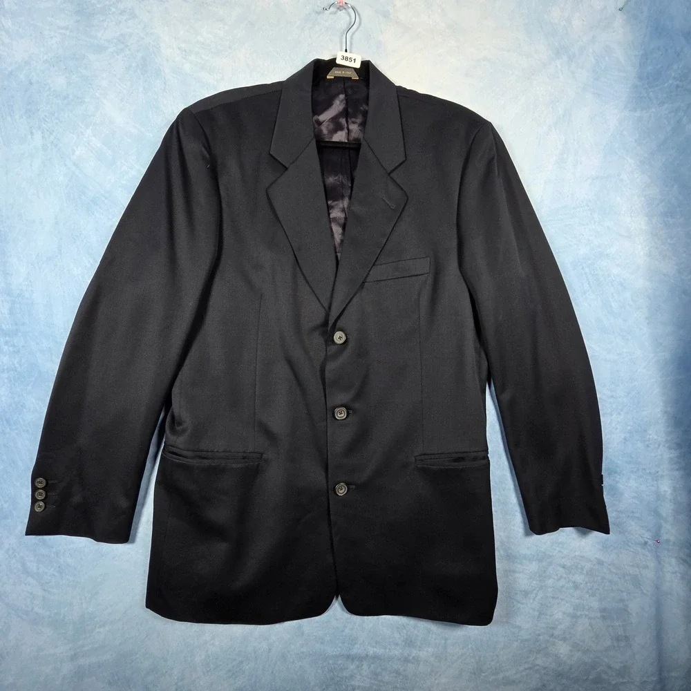 Banana Republic Mens 40R Blazer Black 100% Wool Italy 3 Button Sport Coat